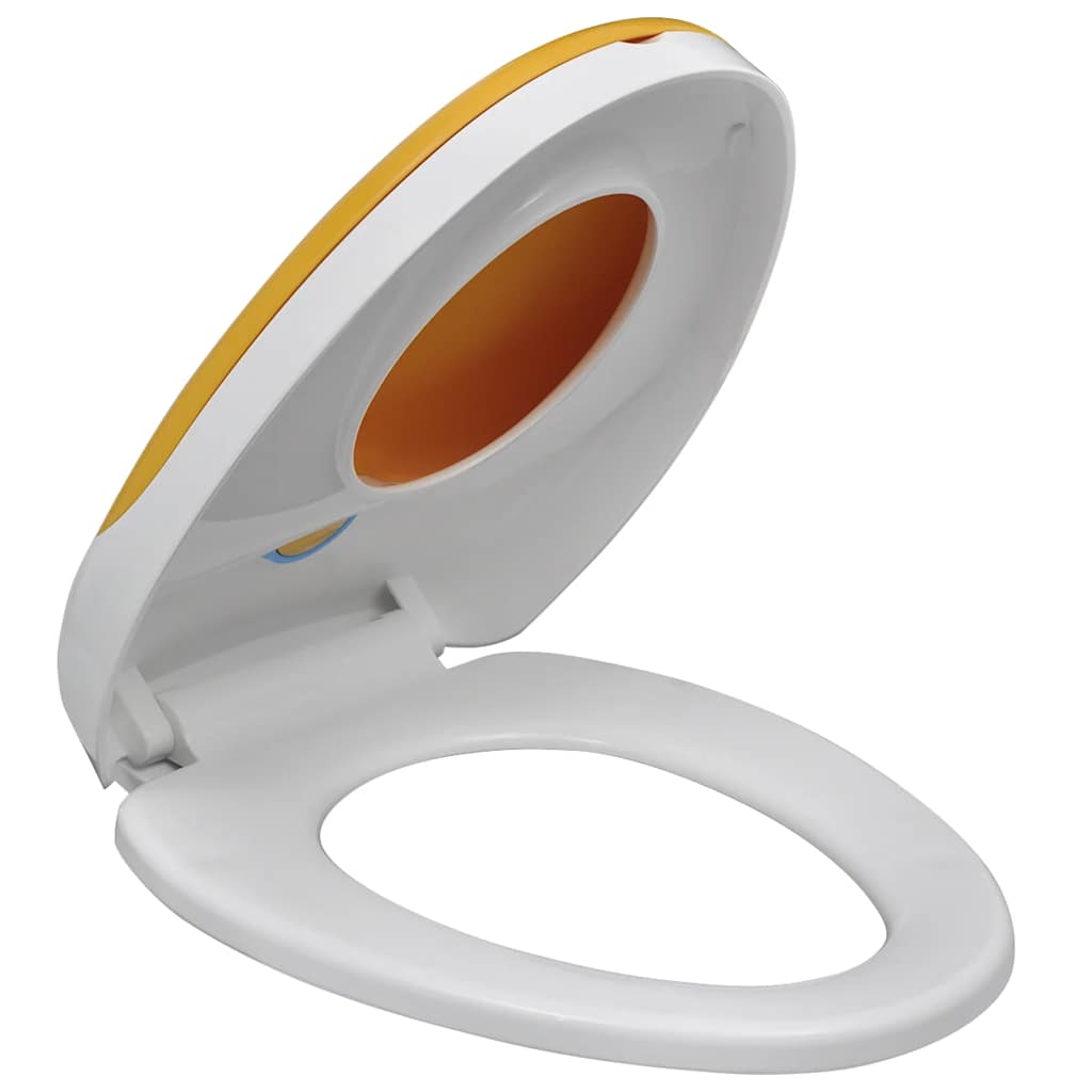 vidaXL Capac WC cu închidere silențioasă, alb & galben, adulți/copii vidaXL Capac WC cu închidere silențioasă, alb & galben, adulți/copii
