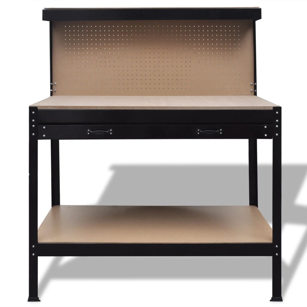 Banc de lucru cu placă cu cârlige și sertar Banc de lucru cu placă cu cârlige și sertar