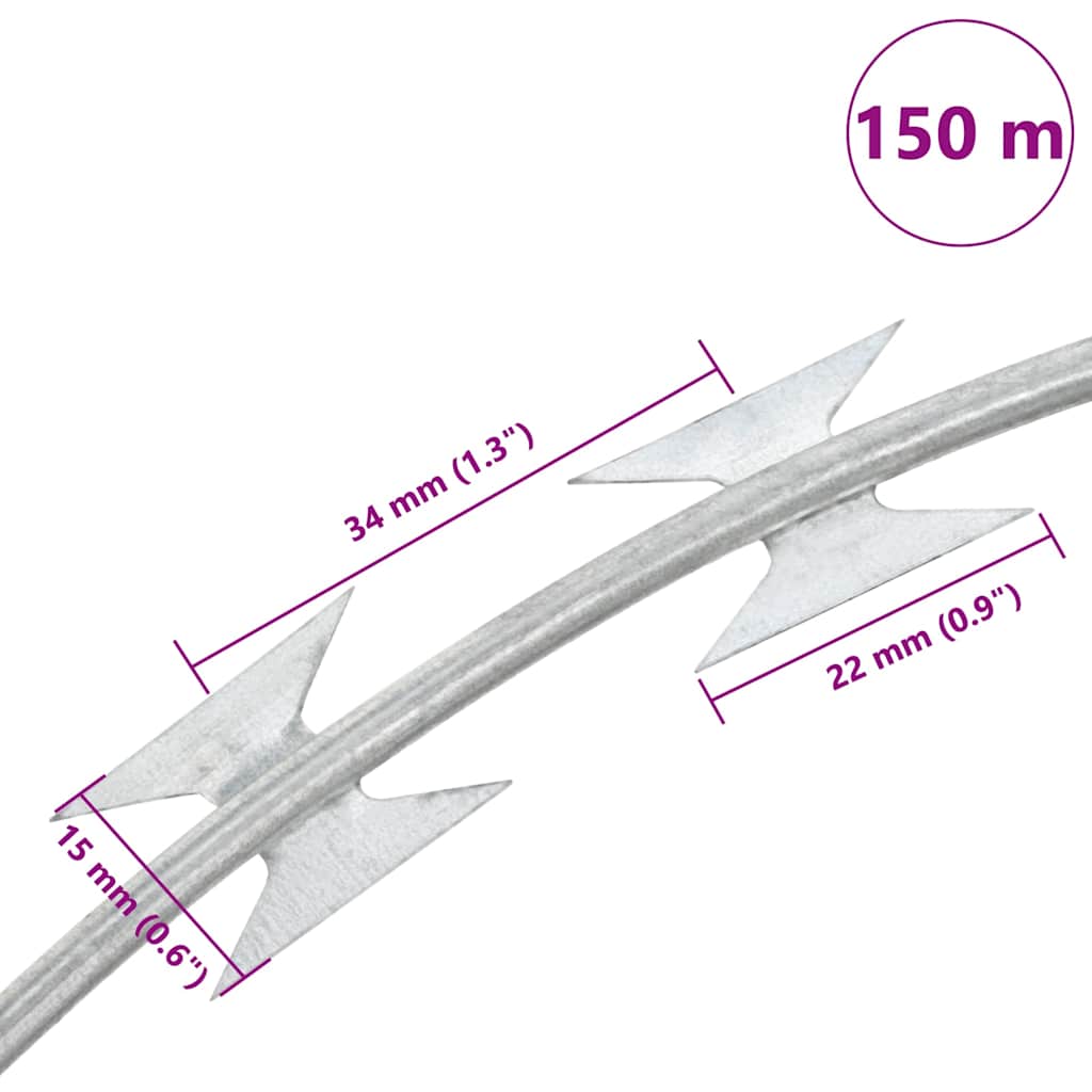 vidaXL Sârmă ghimpată BTO-22 Concertina, oțel galvanizat, 150 m vidaXL Sârmă ghimpată BTO-22 Concertina, oțel galvanizat, 150 m
