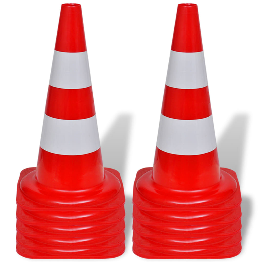 Conuri de trafic reflectorizante, roșu și alb, 50 cm, 10 buc. Conuri de trafic reflectorizante, roșu și alb, 50 cm, 10 buc.