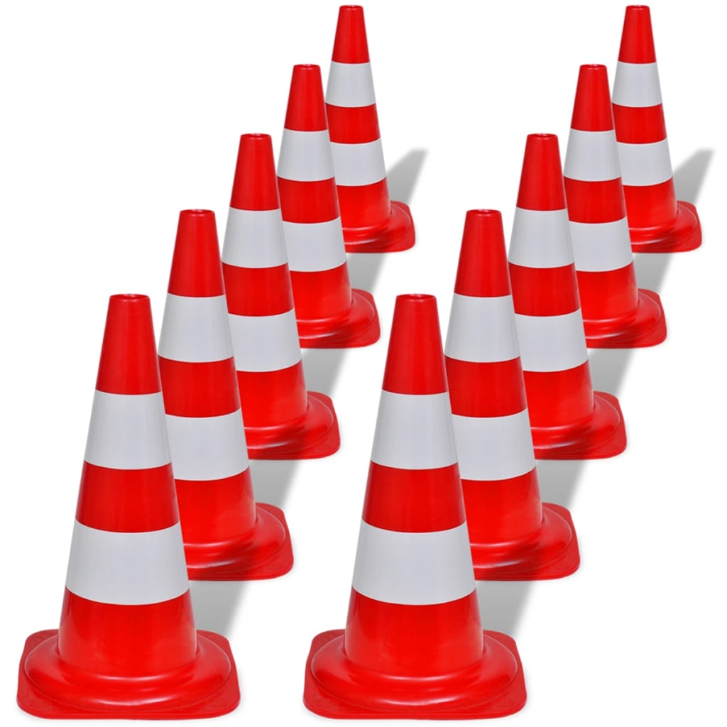 Conuri de trafic reflectorizante, roșu și alb, 50 cm, 10 buc. Conuri de trafic reflectorizante, roșu și alb, 50 cm, 10 buc.