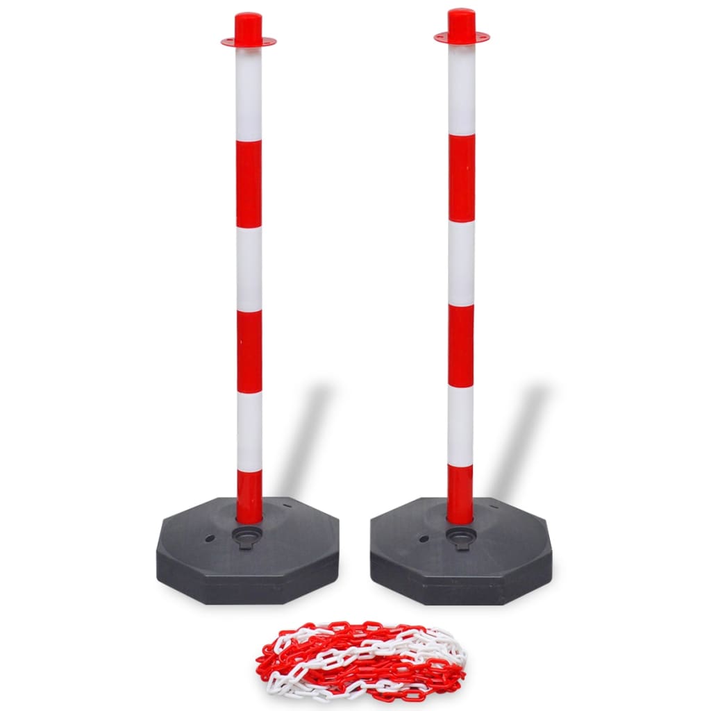 Set stâlp semnalizare trafic, cu lanț din plastic, 10 m Set stâlp semnalizare trafic, cu lanț din plastic, 10 m