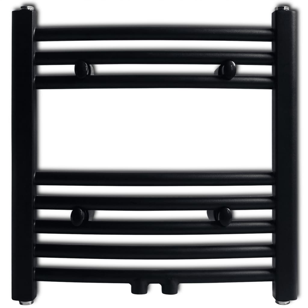 Radiator port-prosop încălzire centrală baie, curbat, negru 480x480 mm Radiator port-prosop încălzire centrală baie, curbat, negru 480x480 mm