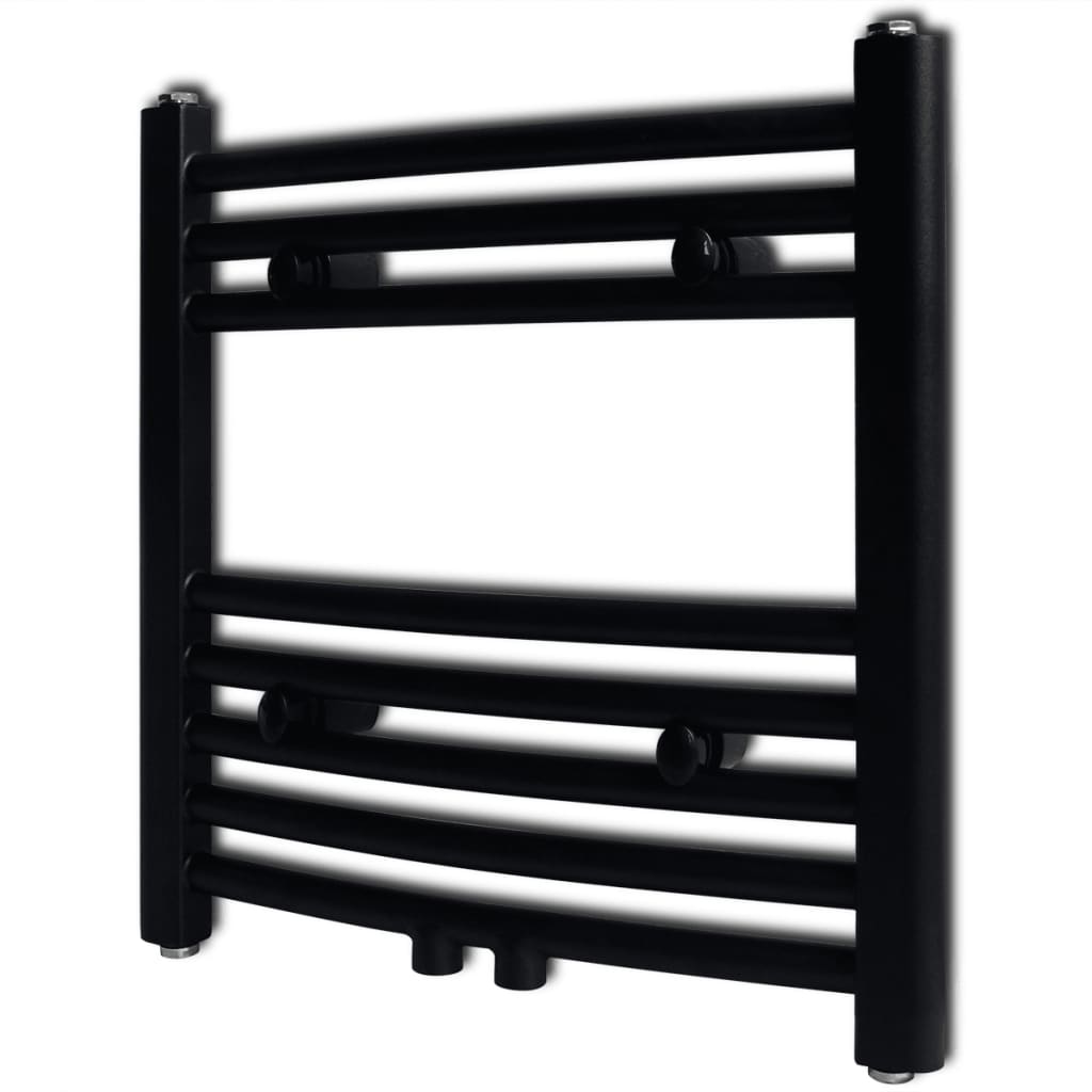 Radiator port-prosop încălzire centrală baie, curbat, negru 480x480 mm Radiator port-prosop încălzire centrală baie, curbat, negru 480x480 mm