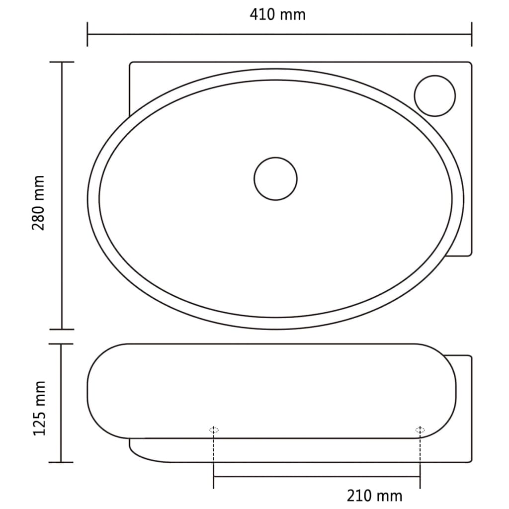 Chiuvetă baie orificiu robinet/preaplin, negru, ceramică, rotund Chiuvetă baie orificiu robinet/preaplin, negru, ceramică, rotund
