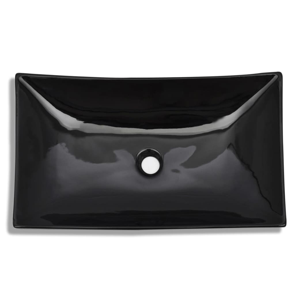 Chiuveta ceramică pentru baie, dreptunghiulară, negru Chiuveta ceramică pentru baie, dreptunghiulară, negru