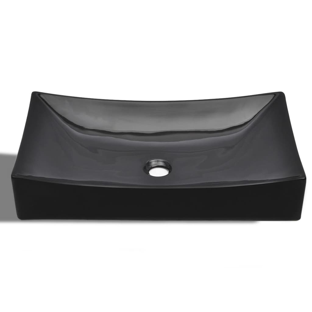 Chiuveta ceramică pentru baie, dreptunghiulară, negru Chiuveta ceramică pentru baie, dreptunghiulară, negru