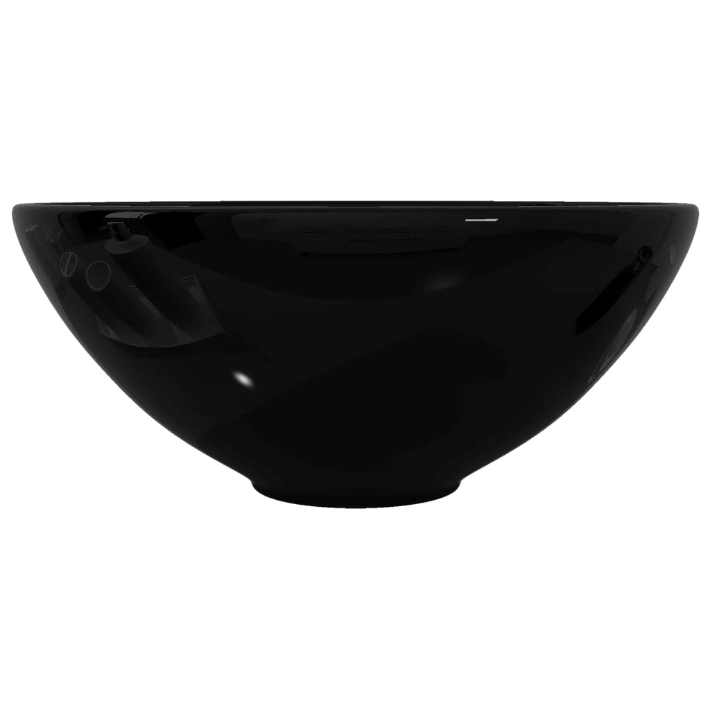 Chiuvetă ceramică pentru baie, rotundă, neagră Chiuvetă ceramică pentru baie, rotundă, neagră