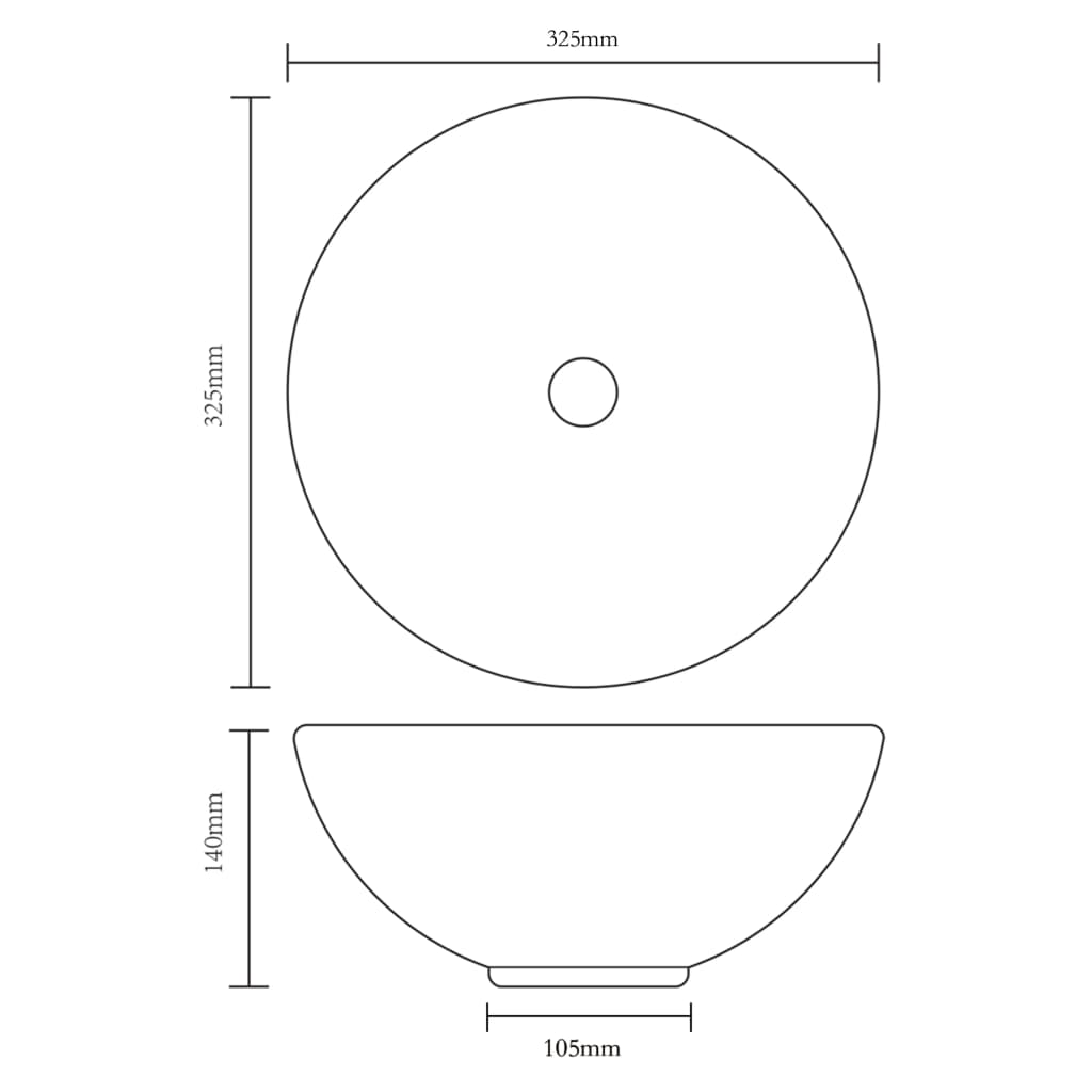Chiuvetă ceramică pentru baie, rotundă, neagră Chiuvetă ceramică pentru baie, rotundă, neagră