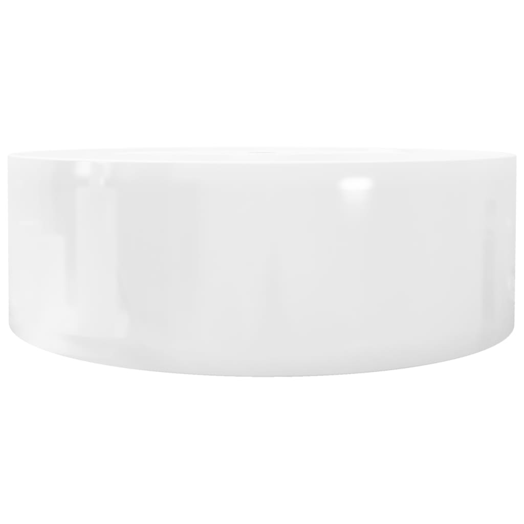 Chiuvetă de baie din ceramică, orificiu robinet/preaplin, rotund, alb Chiuvetă de baie din ceramică, orificiu robinet/preaplin, rotund, alb