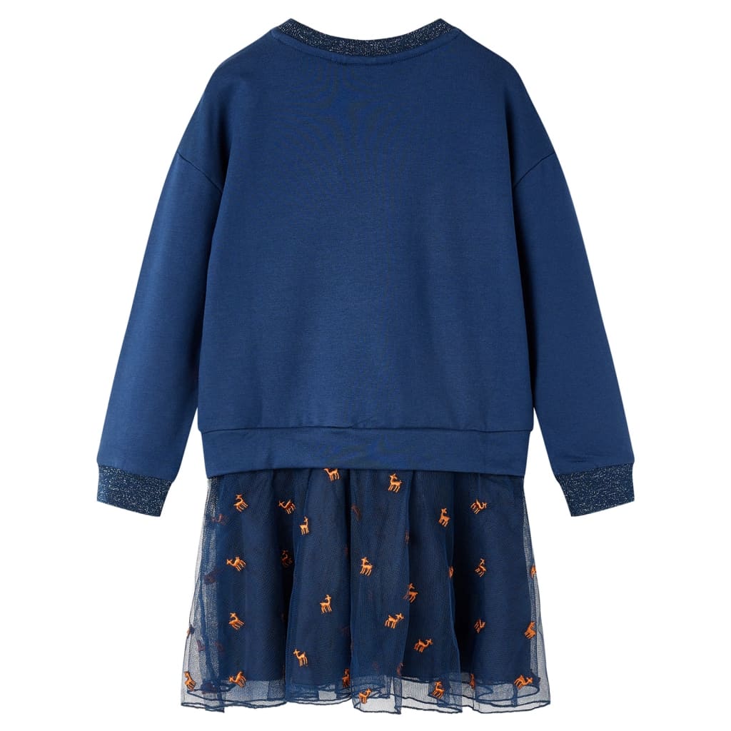 Rochie cu mâneci lungi pentru copii, bleumarin, 92