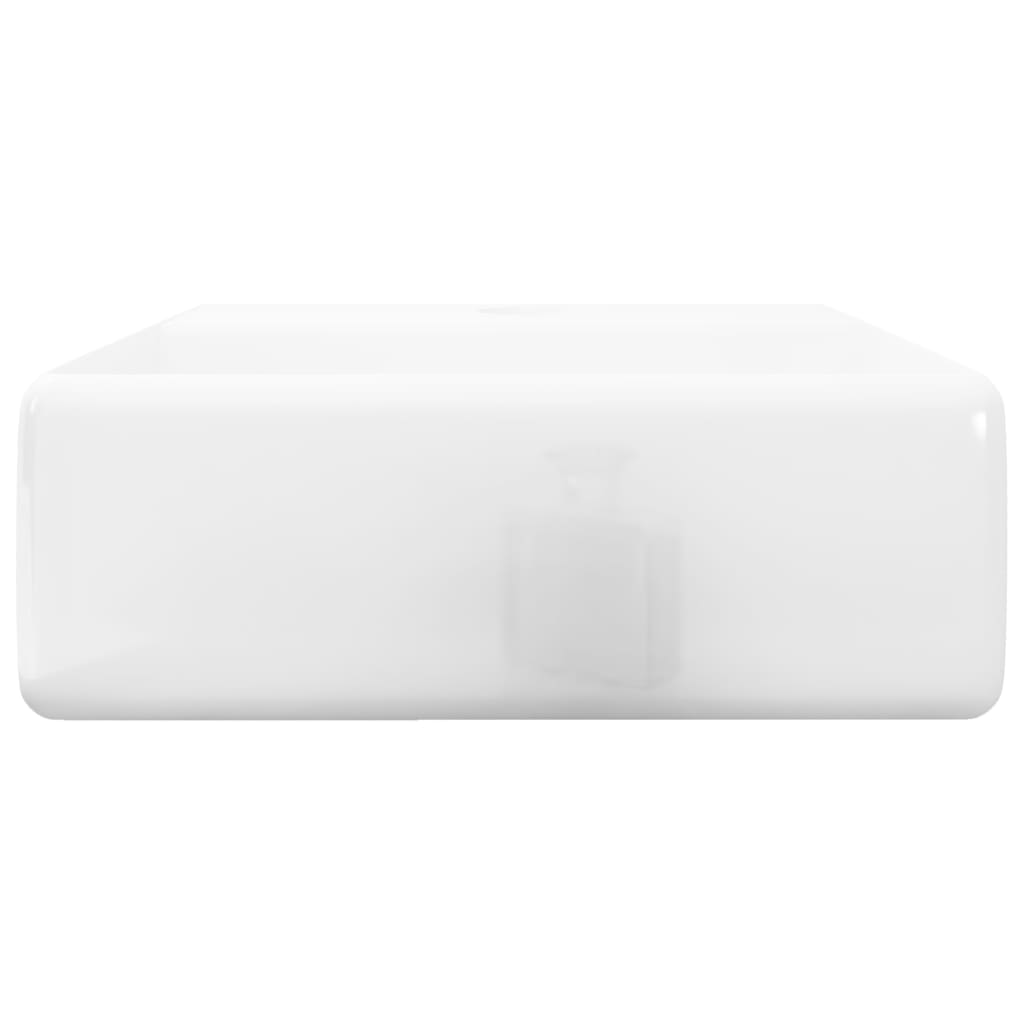 Chiuvetă de baie din ceramică cu orificiu pentru robinet, pătrat, alb Chiuvetă de baie din ceramică cu orificiu pentru robinet, pătrat, alb
