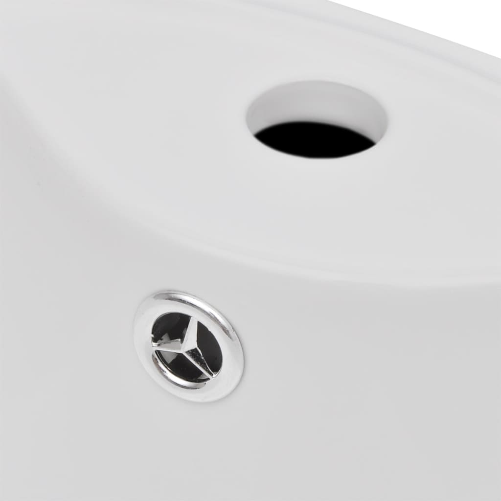 Chiuvetă baie cu suport, orificiu robinet/preaplin,rotund,ceramică,alb Chiuvetă baie cu suport, orificiu robinet/preaplin,rotund,ceramică,alb