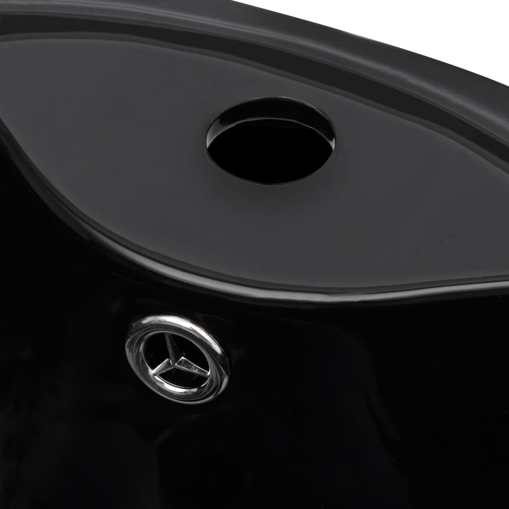 Chiuvetă baie suport, orificiu robinet/preaplin,rotund,ceramică,negru Chiuvetă baie suport, orificiu robinet/preaplin,rotund,ceramică,negru