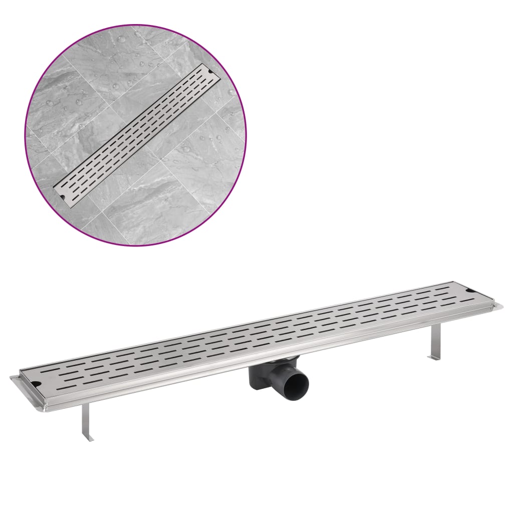vidaXL Rigolă duș liniară din oțel inoxidabil, model linie, 830x140 mm vidaXL Rigolă duș liniară din oțel inoxidabil, model linie, 830x140 mm
