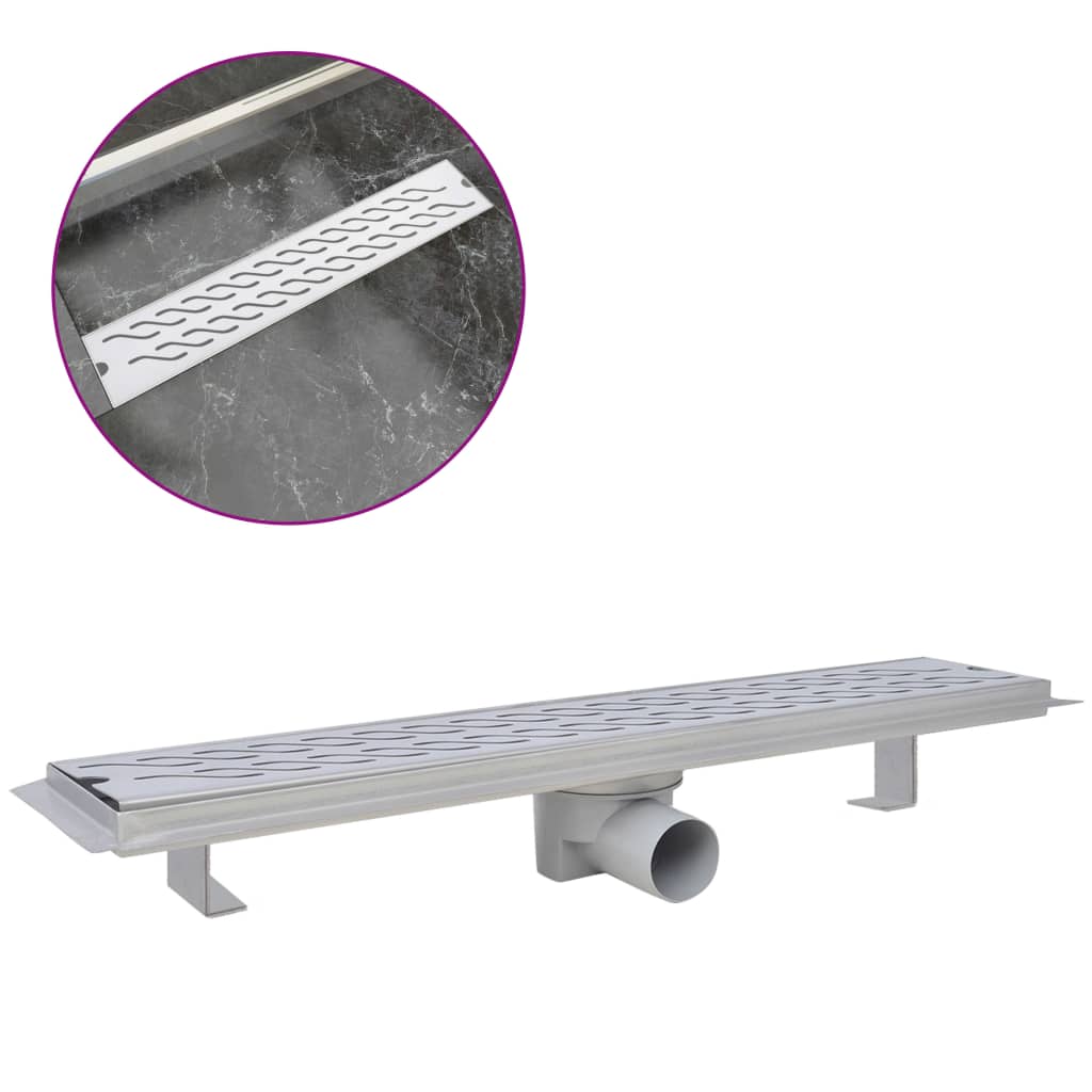 vidaXL Rigolă duș liniară, model ondulat, oțel inoxidabil, 630x140 mm vidaXL Rigolă duș liniară, model ondulat, oțel inoxidabil, 630x140 mm