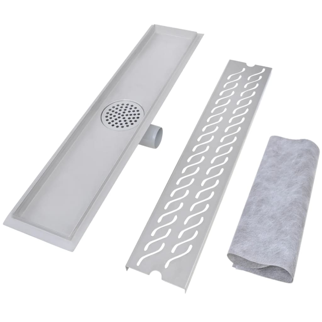 vidaXL Rigolă duș liniară, model ondulat, oțel inoxidabil, 630x140 mm vidaXL Rigolă duș liniară, model ondulat, oțel inoxidabil, 630x140 mm