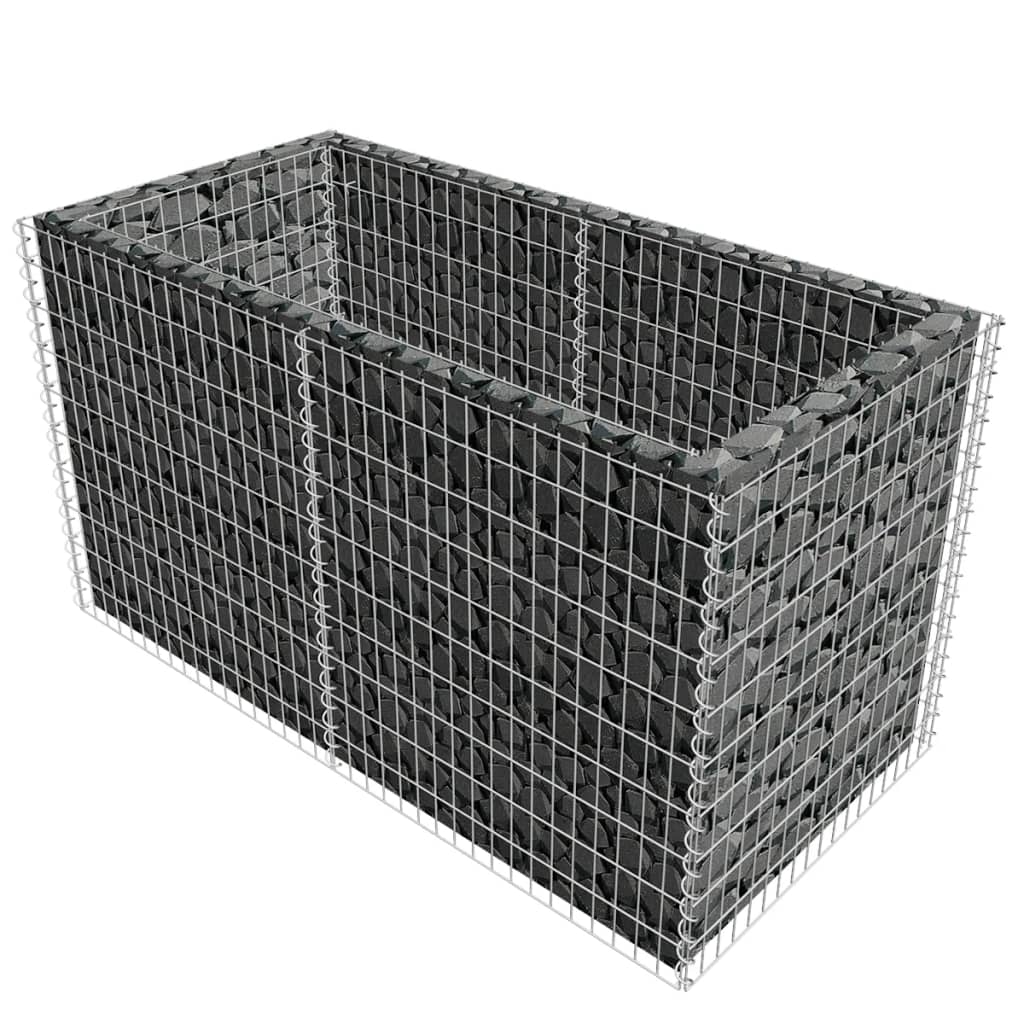 vidaXL Strat înălțat gabion, argintiu, 180 x 90 x 100 cm, oțel