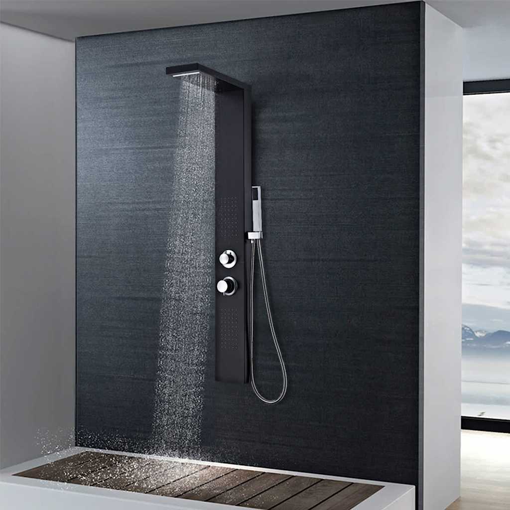 vidaXL Sistem panel de duș din aluminiu, negru mat vidaXL Sistem panel de duș din aluminiu, negru mat
