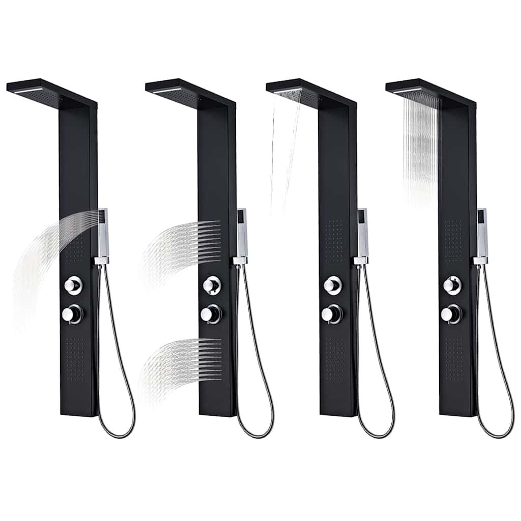 vidaXL Sistem panel de duș din aluminiu, negru mat vidaXL Sistem panel de duș din aluminiu, negru mat
