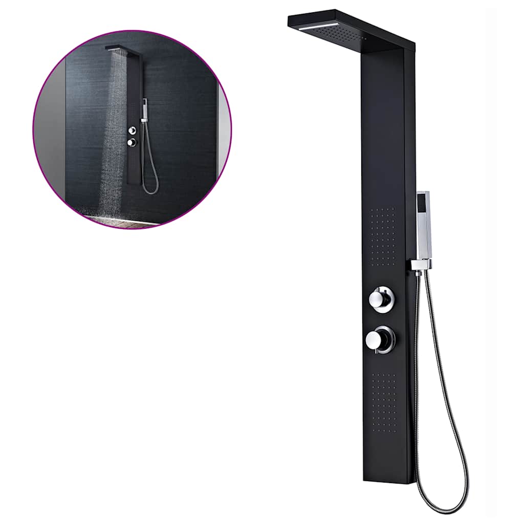 vidaXL Sistem panel de duș din aluminiu, negru mat vidaXL Sistem panel de duș din aluminiu, negru mat