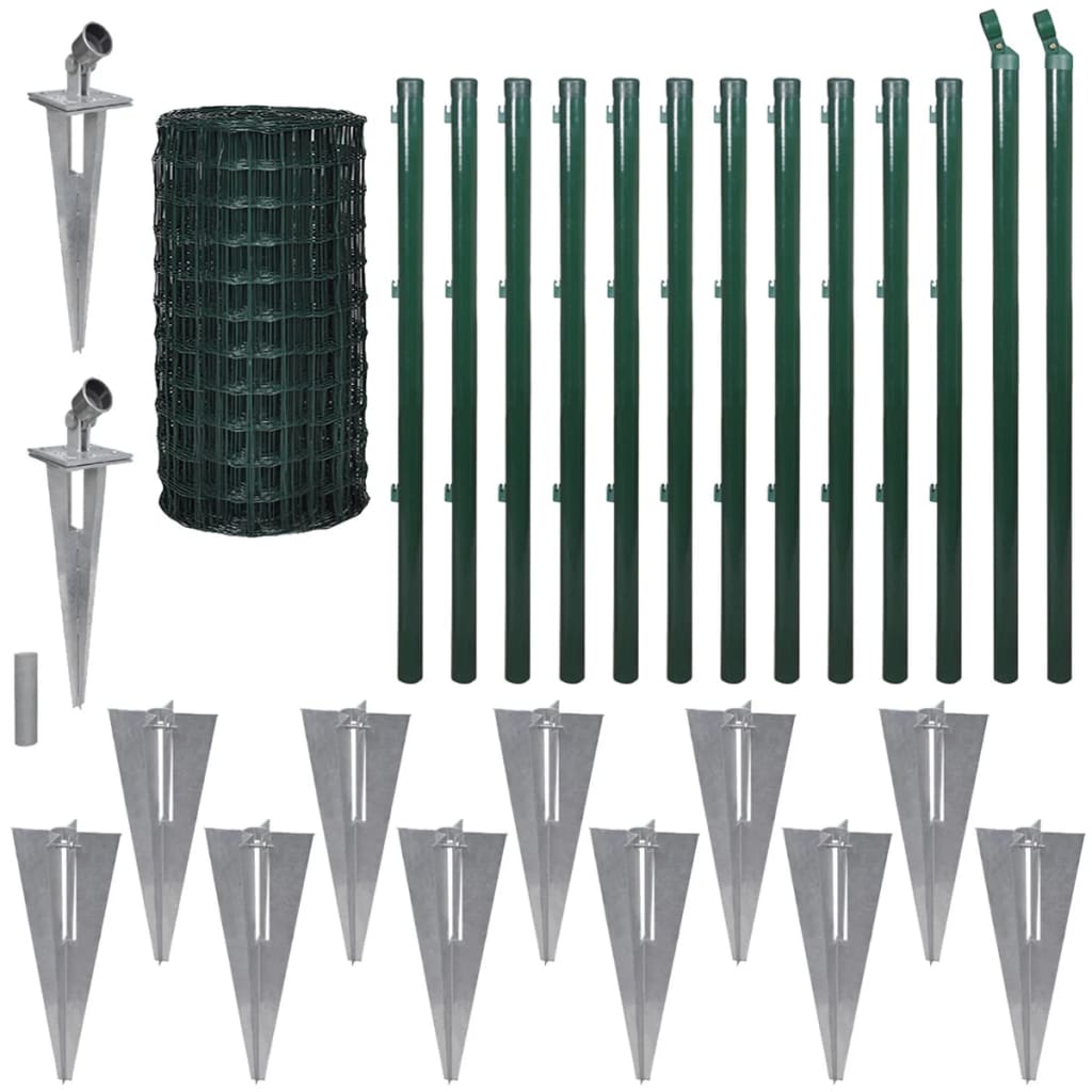 vidaXL Euro gard, verde, 25 x 0,8 m, oțel vidaXL Euro gard, verde, 25 x 0,8 m, oțel