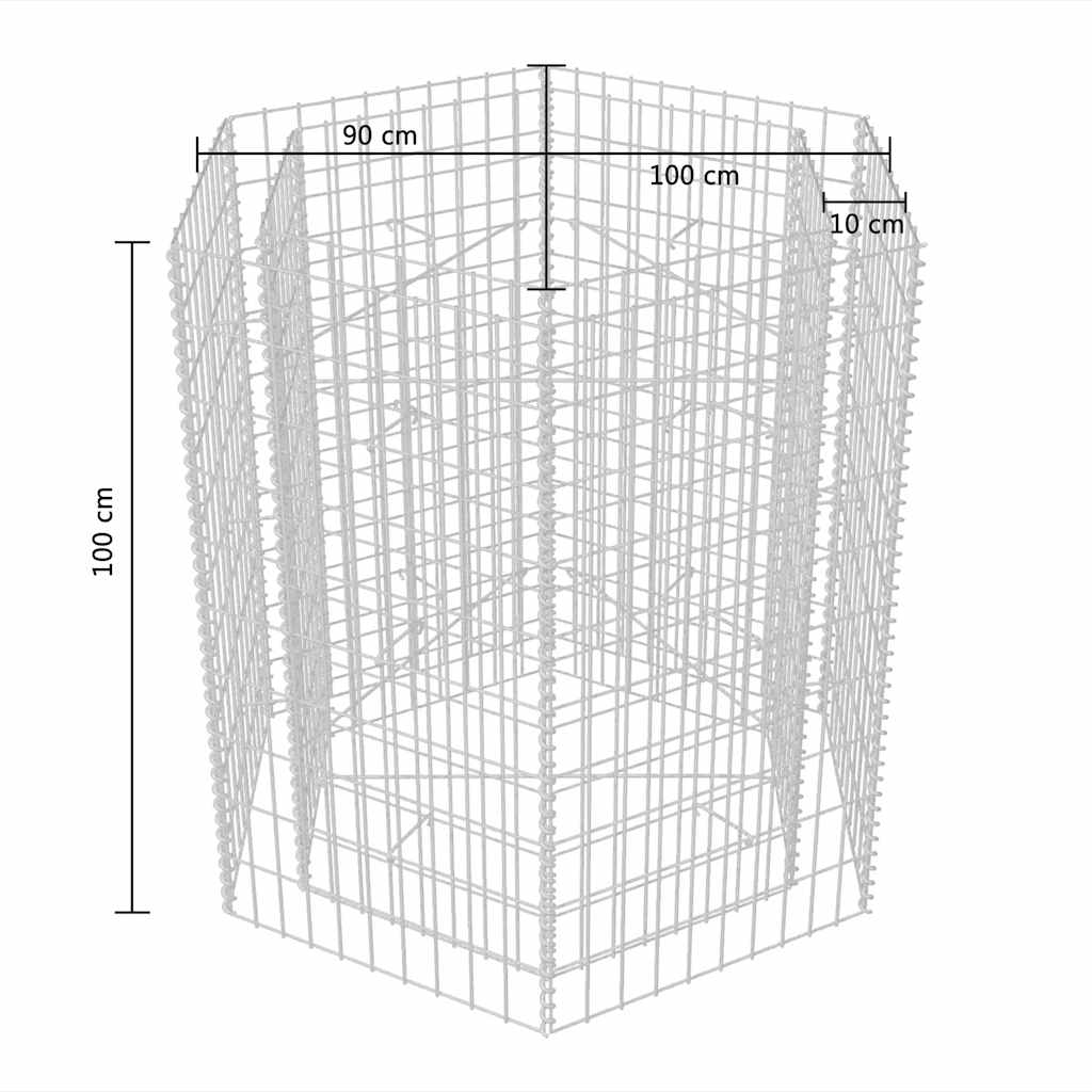 vidaXL Strat înălțat gabion hexagonal, 100 x 90 x 100 cm
