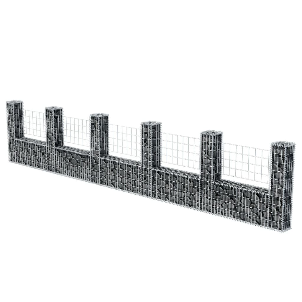vidaXL Coș gabion în formă de U, 570 x 20 x 100 cm, oțel galvanizat