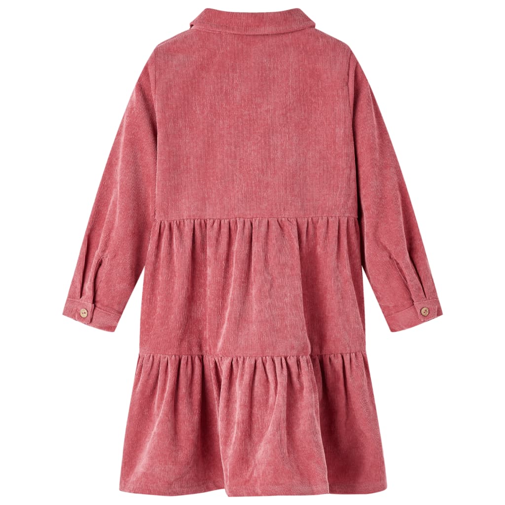 Rochie pentru copii cu mâneci lungi din catifea, roz antichizat, 104