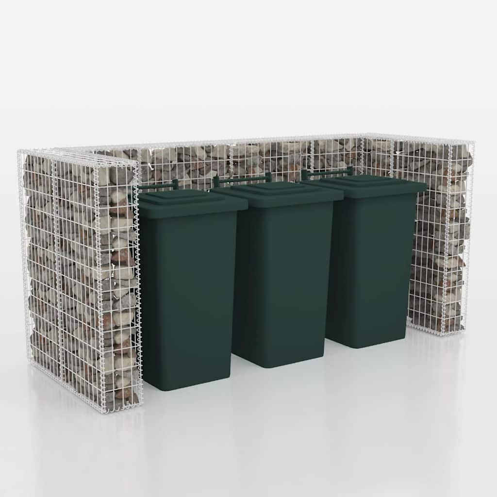 vidaXL Gabion triplu îngrădire pubelă, oțel, 250 x 100 x 120 cm vidaXL Gabion triplu îngrădire pubelă, oțel, 250 x 100 x 120 cm