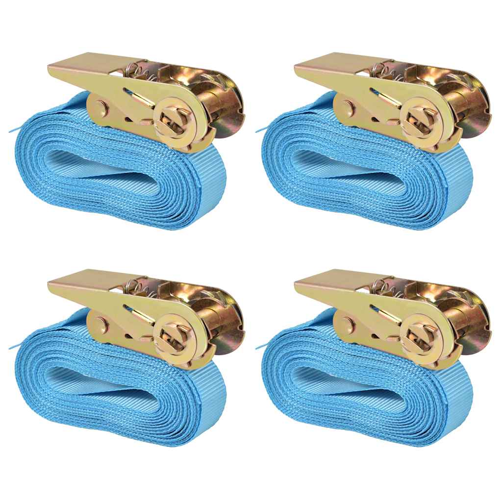 vidaXL Chingi fixare cu clichet 4 buc, 0,8 tone, 6 m x 25 mm, albastru vidaXL Chingi fixare cu clichet 4 buc, 0,8 tone, 6 m x 25 mm, albastru