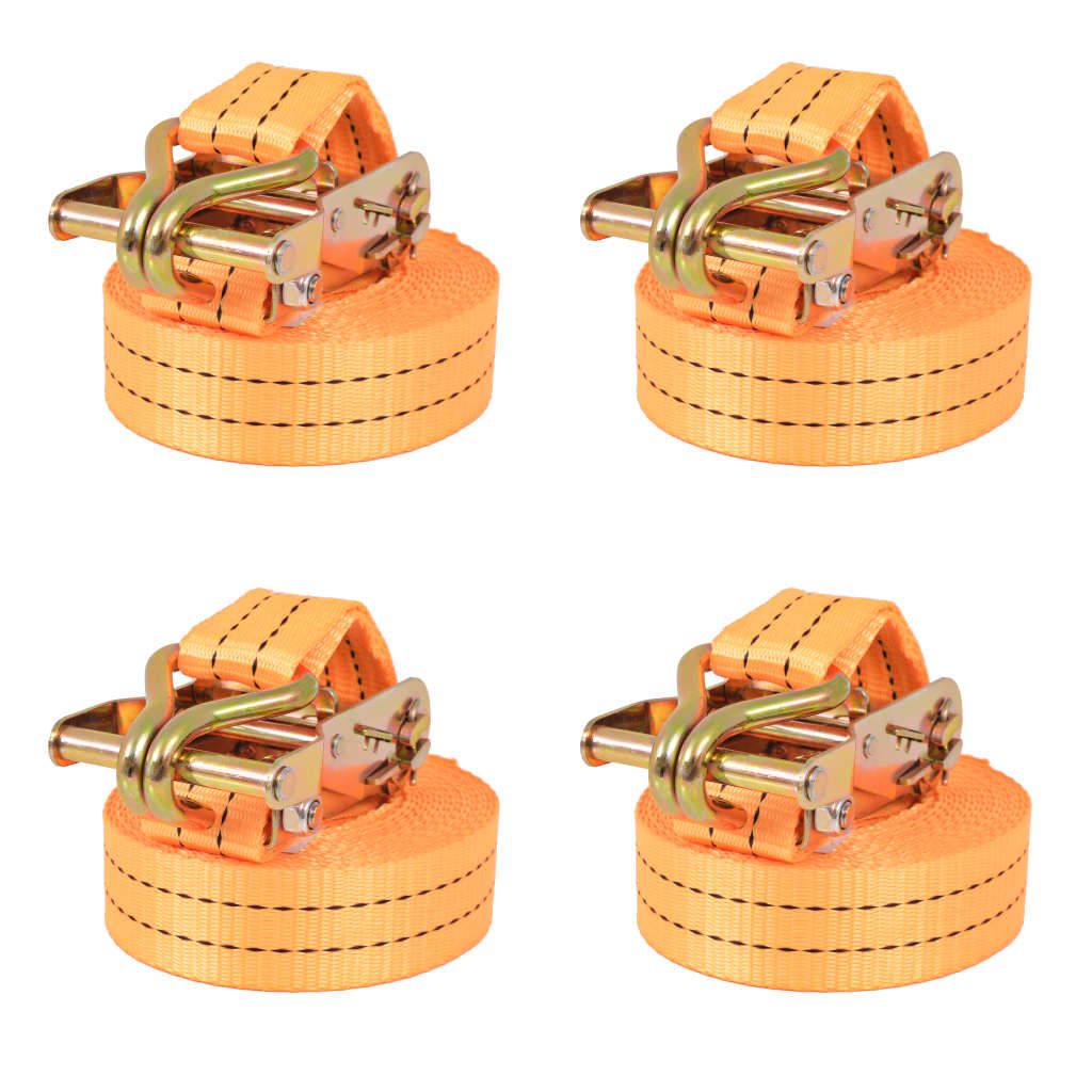 vidaXL Chingi de fixare cu clichet 4 buc, 1 tonă, 6mx38 mm, portocaliu vidaXL Chingi de fixare cu clichet 4 buc, 1 tonă, 6mx38 mm, portocaliu