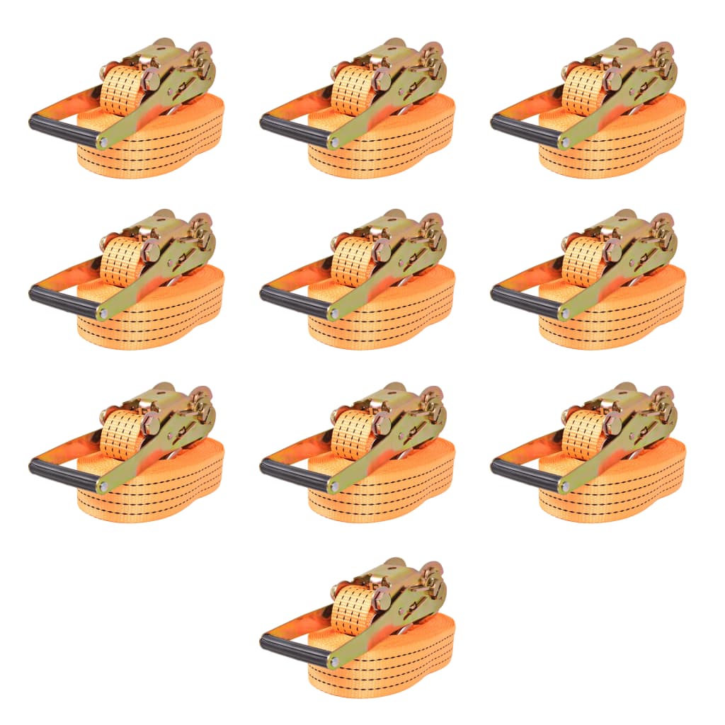 vidaXL Chingi fixare cu clichet, 10 buc, 2 tone, 8m x 50mm, portocaliu vidaXL Chingi fixare cu clichet, 10 buc, 2 tone, 8m x 50mm, portocaliu