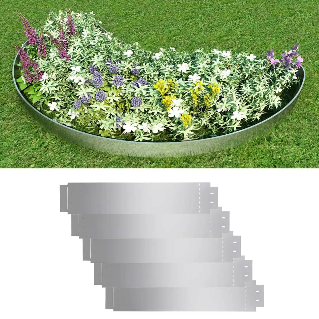 142668 vidaXL Garduri de gazon, 5 buc, oțel galvanizat, 100 x 19 cm 142668 vidaXL Garduri de gazon, 5 buc, oțel galvanizat, 100 x 19 cm
