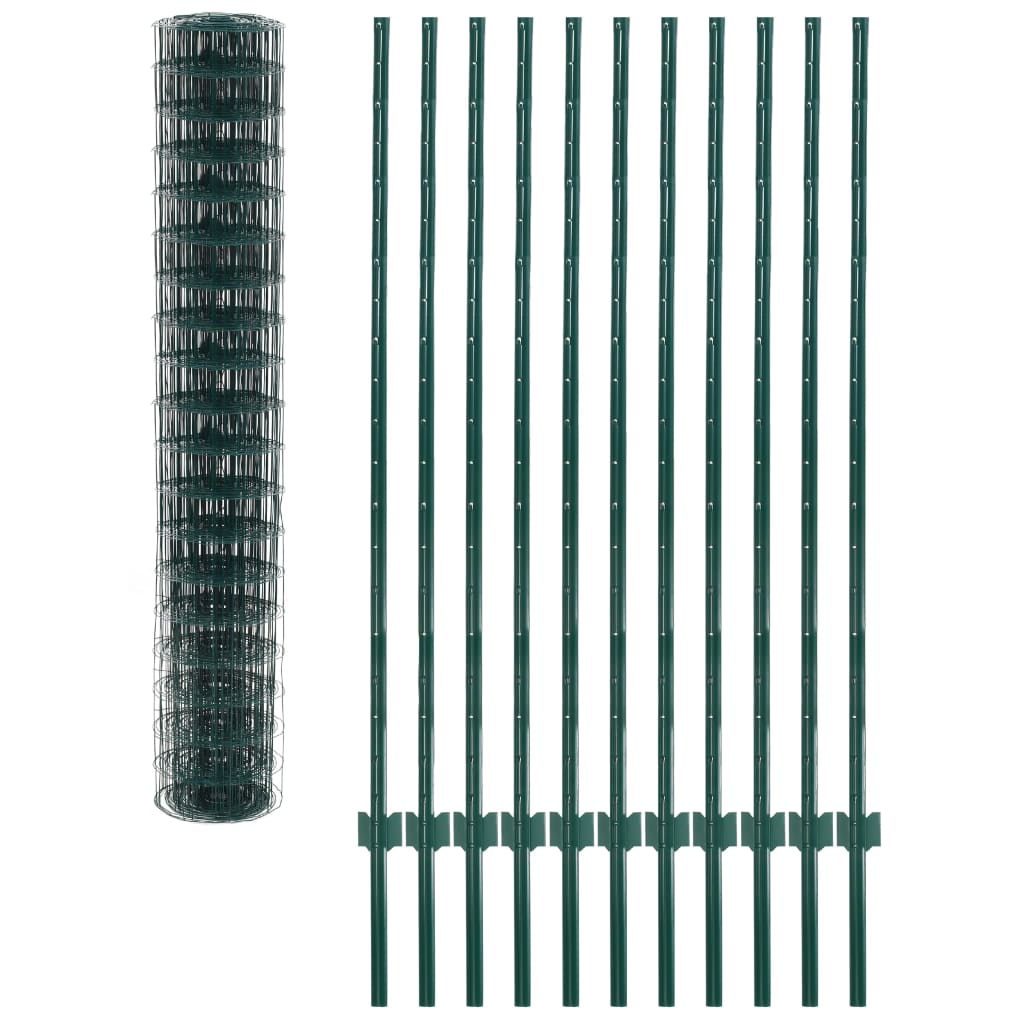 vidaXL Gard Euro, verde, 20 x 1,5 m, oțel vidaXL Gard Euro, verde, 20 x 1,5 m, oțel