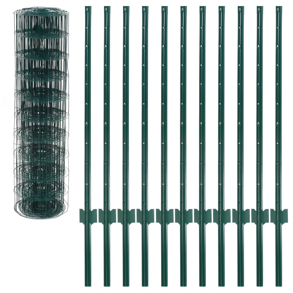 vidaXL Gard Euro, verde, 20 x 1 m, oțel vidaXL Gard Euro, verde, 20 x 1 m, oțel