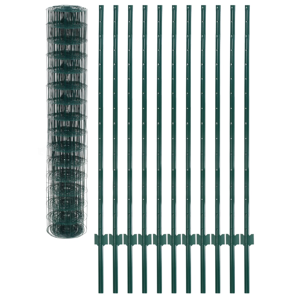 vidaXL Gard Euro, verde, 20 x 1,5 m, oțel vidaXL Gard Euro, verde, 20 x 1,5 m, oțel