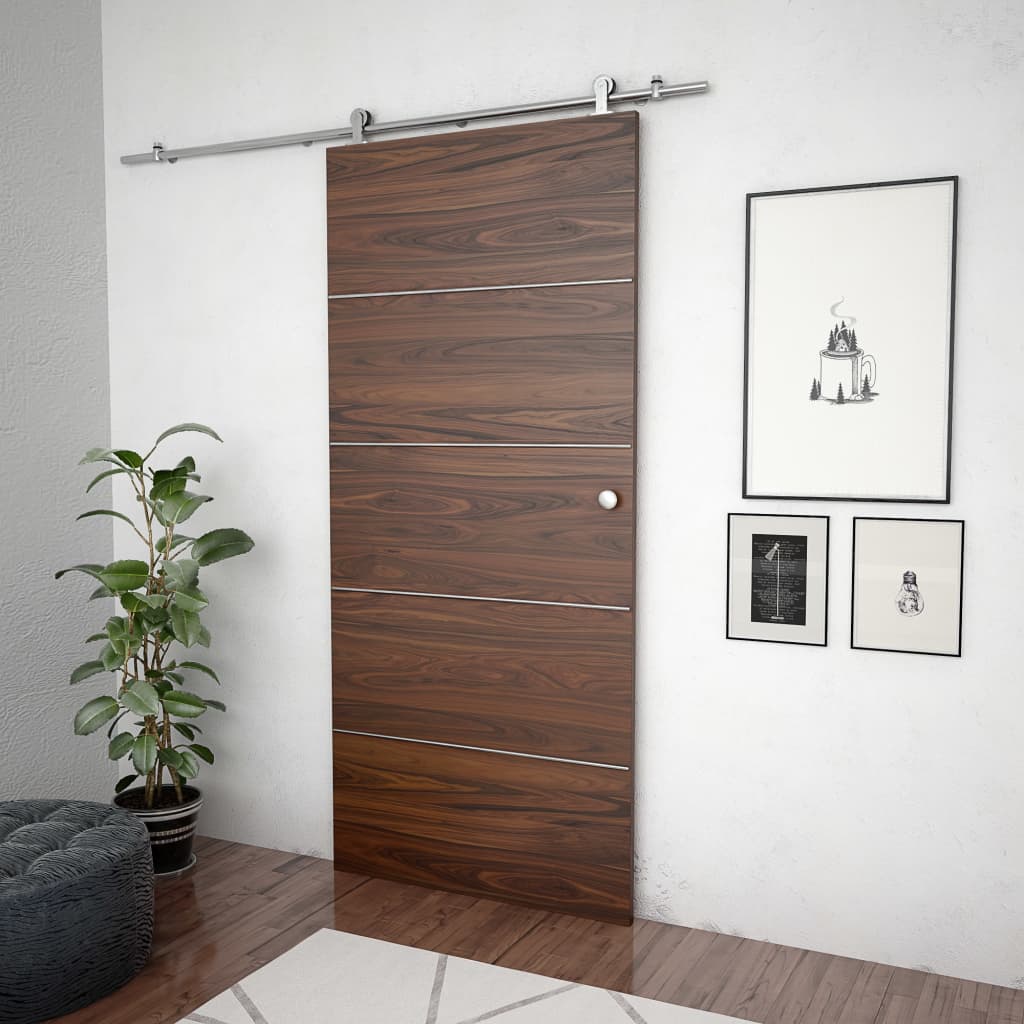 vidaXL Set piese pentru ușă glisantă, argintiu, 183 cm oțel inoxidabil