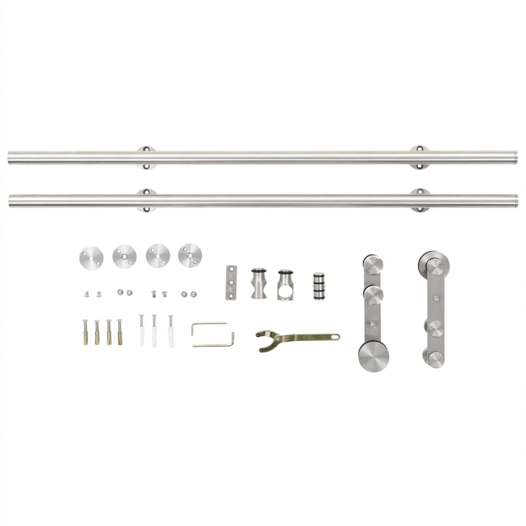 vidaXL Set piese pentru ușă glisantă, argintiu, 183 cm oțel inoxidabil