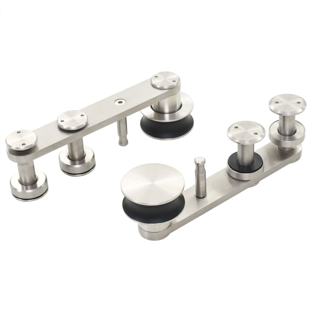 vidaXL Set piese pentru ușă glisantă, argintiu, 183 cm oțel inoxidabil