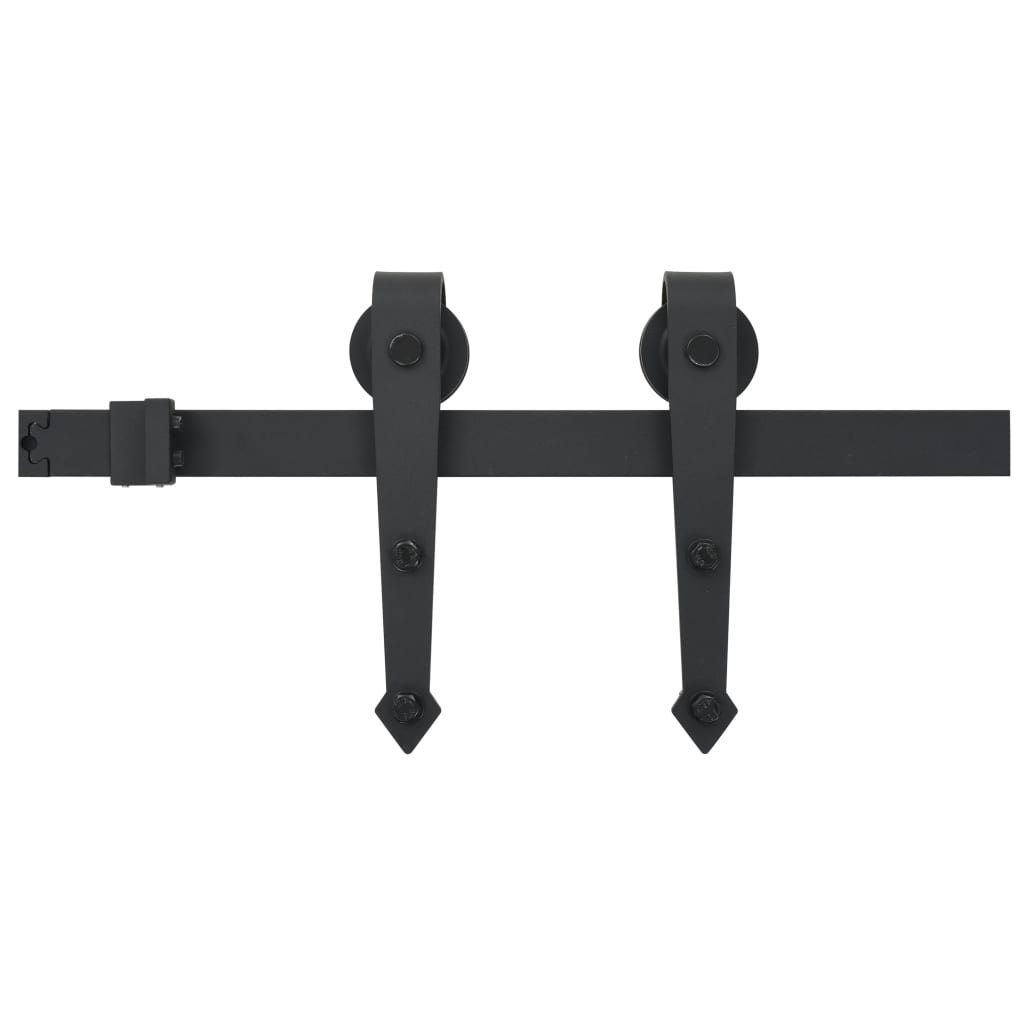 vidaXL Set piese pentru ușă glisantă, negru, 183 cm, oțel vidaXL Set piese pentru ușă glisantă, negru, 183 cm, oțel