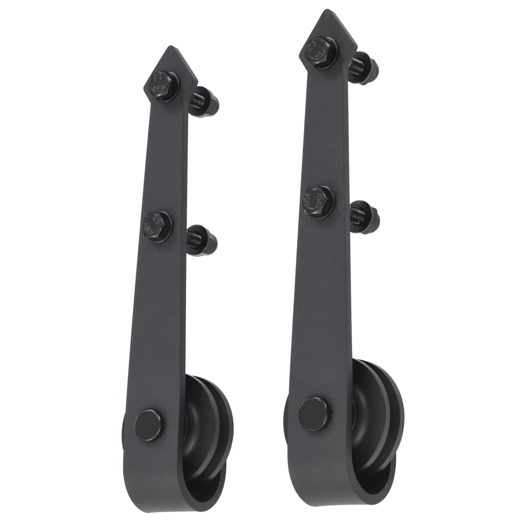 vidaXL Set piese pentru ușă glisantă, negru, 183 cm, oțel vidaXL Set piese pentru ușă glisantă, negru, 183 cm, oțel