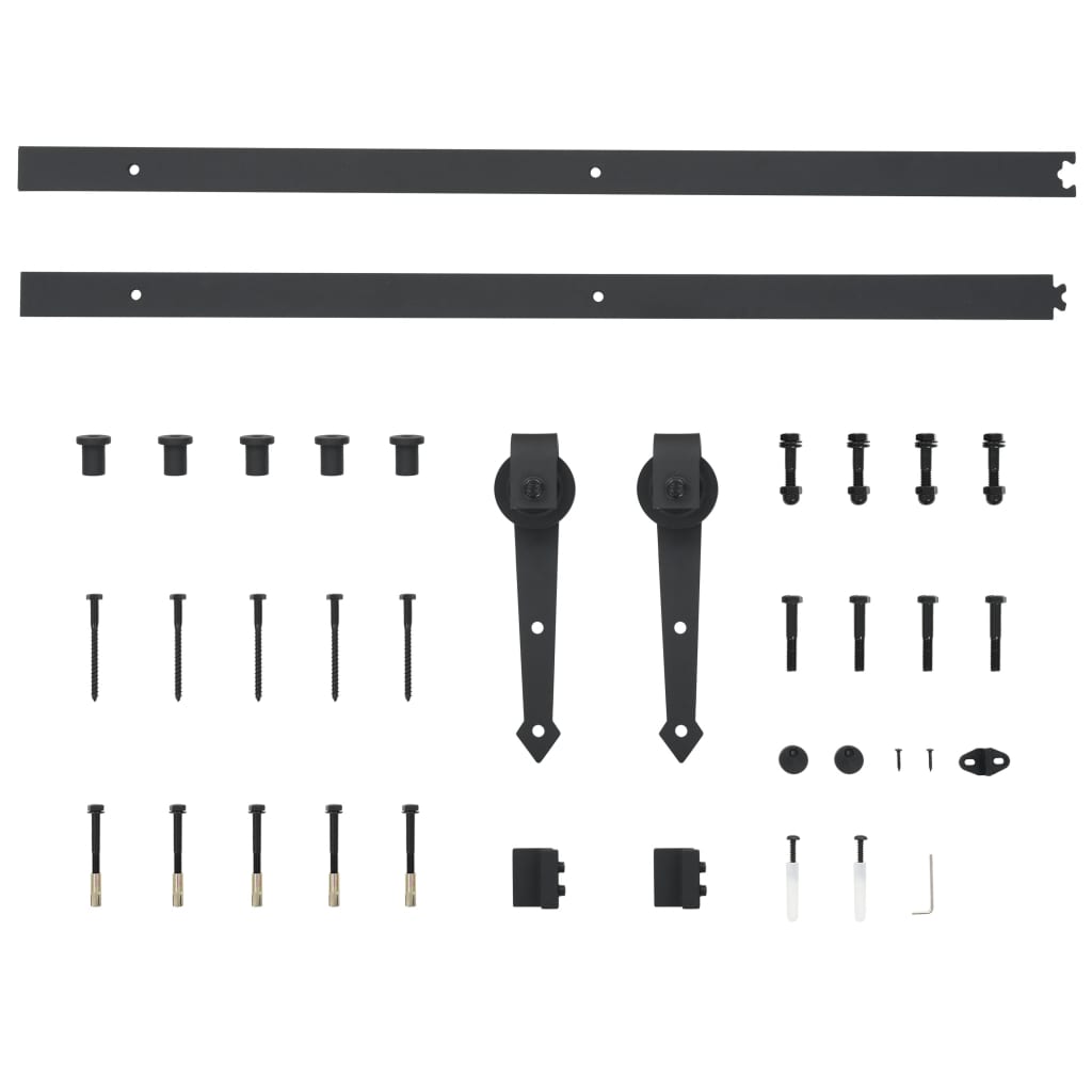 vidaXL Set piese pentru ușă glisantă, negru, 183 cm, oțel vidaXL Set piese pentru ușă glisantă, negru, 183 cm, oțel