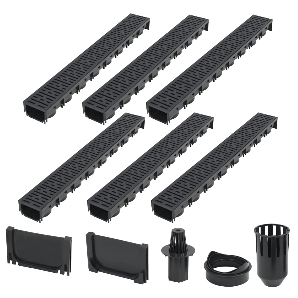 vidaXL Canale de drenaj, 6 buc., plastic, 6 m vidaXL Canale de drenaj, 6 buc., plastic, 6 m