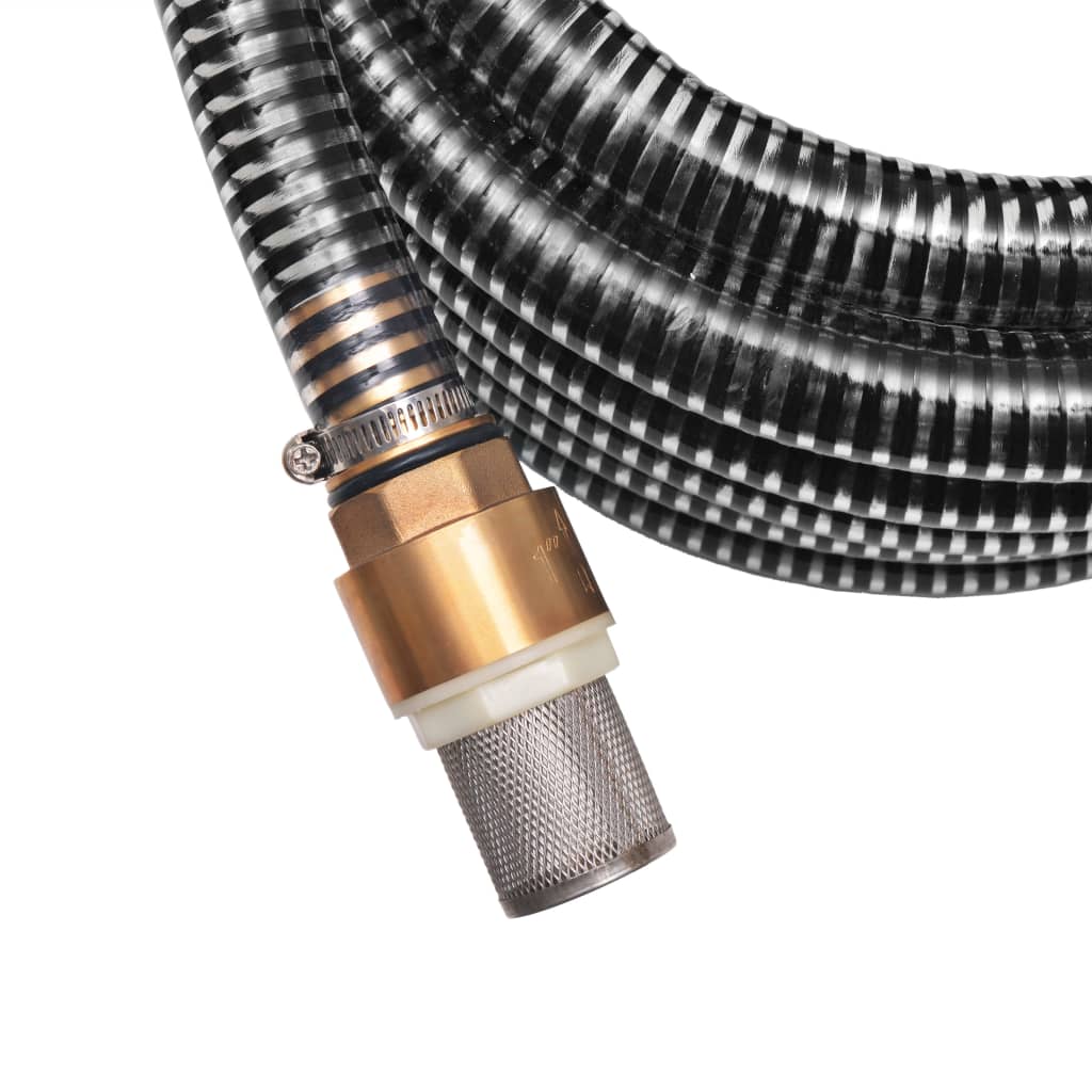 vidaXL Furtun de aspirație, conectori alamă, 7 m, 25 mm, negru vidaXL Furtun de aspirație, conectori alamă, 7 m, 25 mm, negru