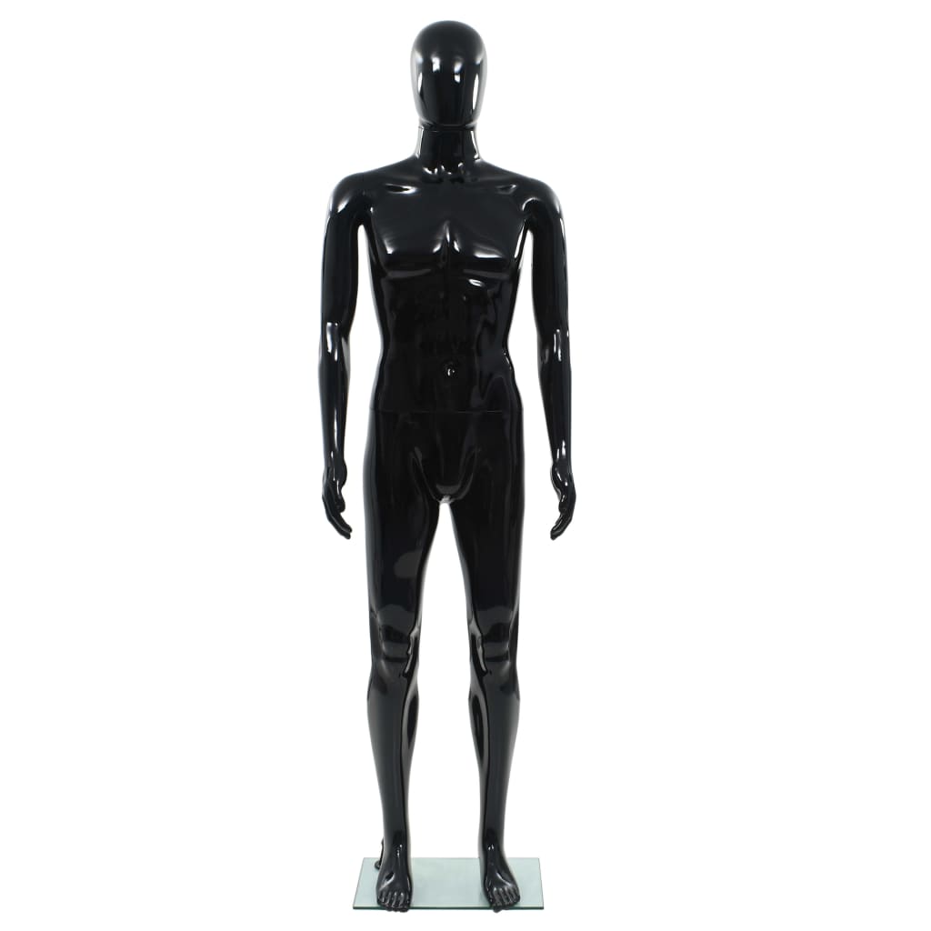 vidaXL Corp manechin masculin, suport din sticlă, negru lucios, 185 cm vidaXL Corp manechin masculin, suport din sticlă, negru lucios, 185 cm