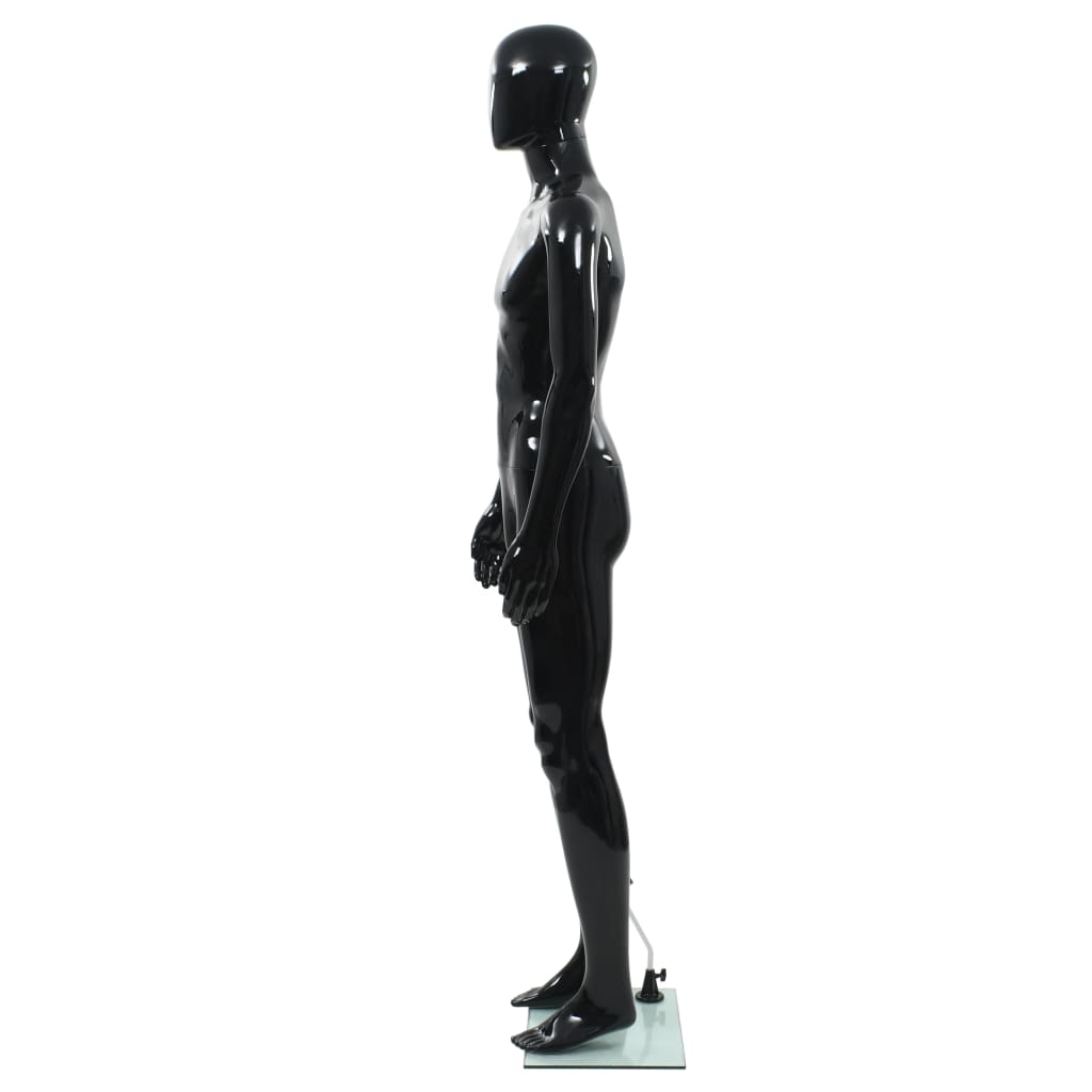 vidaXL Corp manechin masculin, suport din sticlă, negru lucios, 185 cm vidaXL Corp manechin masculin, suport din sticlă, negru lucios, 185 cm