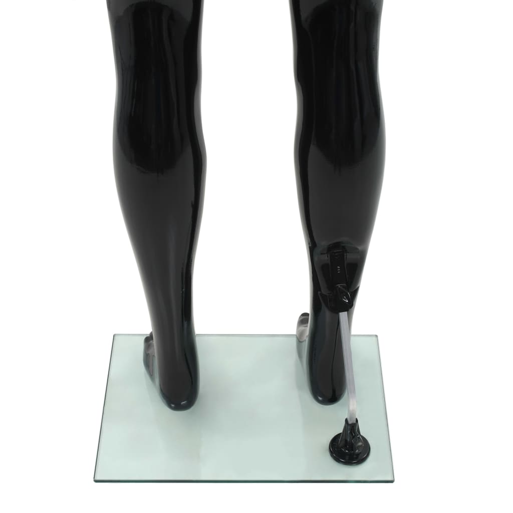 vidaXL Corp manechin masculin, suport din sticlă, negru lucios, 185 cm vidaXL Corp manechin masculin, suport din sticlă, negru lucios, 185 cm