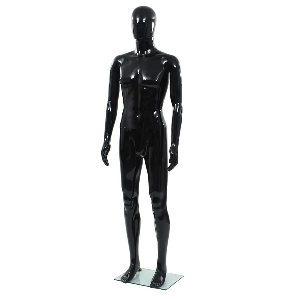 vidaXL Corp manechin masculin, suport din sticlă, negru lucios, 185 cm vidaXL Corp manechin masculin, suport din sticlă, negru lucios, 185 cm
