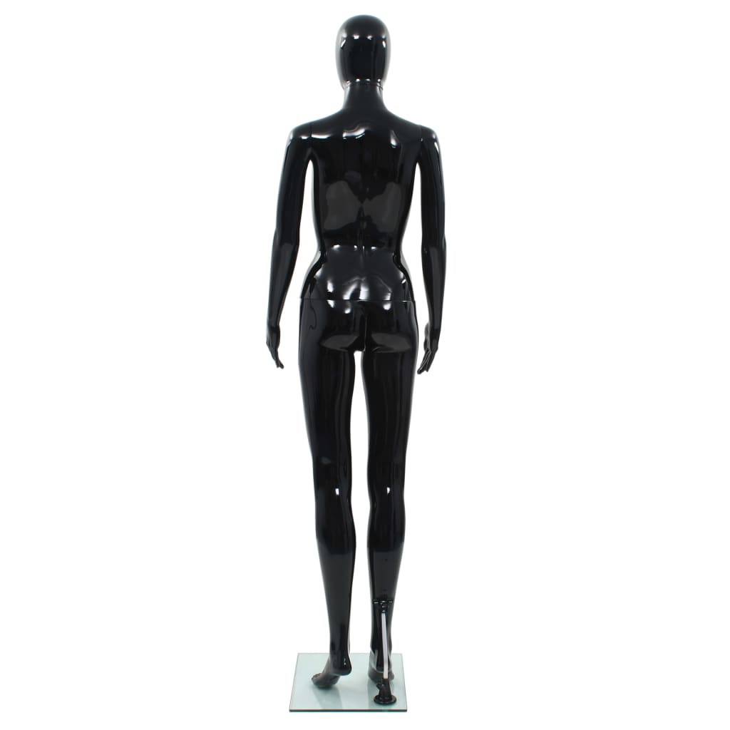 vidaXL Corp manechin feminin, suport din sticlă, negru lucios, 175 cm vidaXL Corp manechin feminin, suport din sticlă, negru lucios, 175 cm